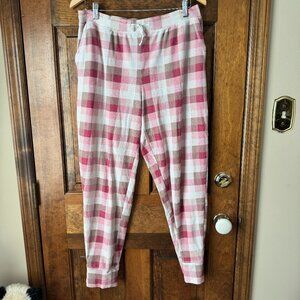 Pink Brown & Ivory Plaid Jogger Lounge Pants Medium